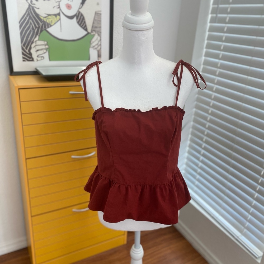 Express Red Peplum Bustier Camisole